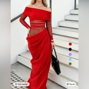 Red Off-Shoulder Gown
